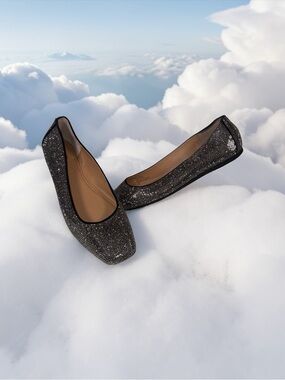 INC Sparkling Silver & Black Flats Size 9.5